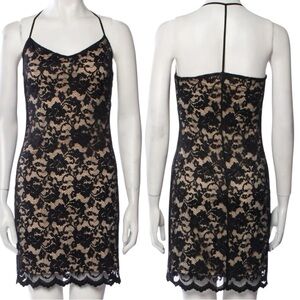 NWT L’AGENCE Black Lace Slip Dress Black & Nude Short Minidress- XS